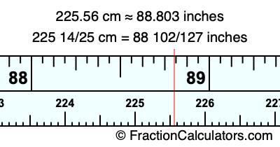 225.56 cm in inches