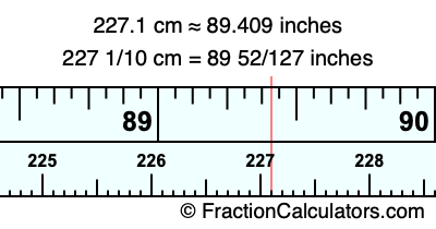 227.1 cm in inches