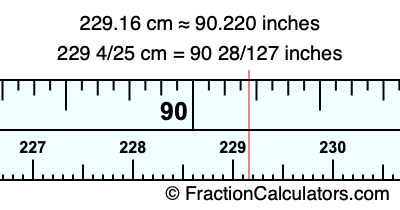 229.16 cm in inches