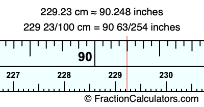 229.23 cm in inches