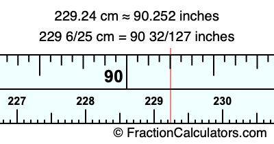 229.24 cm in inches