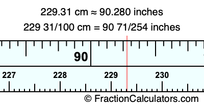 229.31 cm in inches