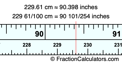 229.61 cm in inches