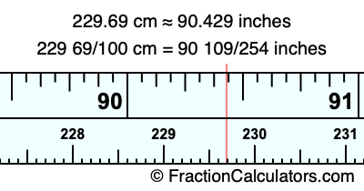 229.69 cm in inches