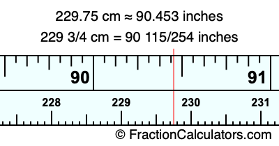 229.75 cm in inches