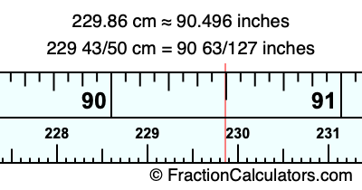 229.86 cm in inches