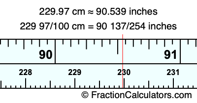 229.97 cm in inches