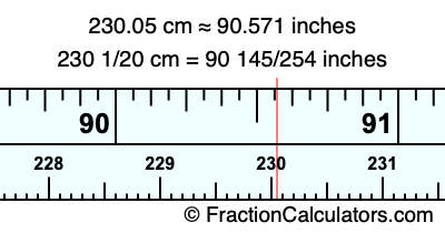 230.05 cm in inches