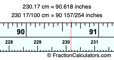 230.17 cm in inches