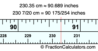 230.35 cm in inches