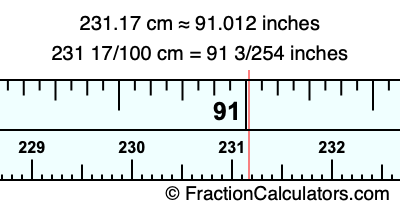231.17 cm in inches