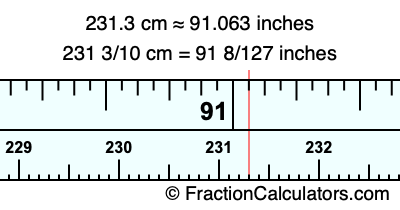 231.3 cm in inches
