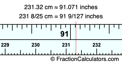 231.32 cm in inches
