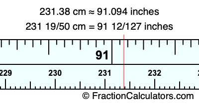 231.38 cm in inches