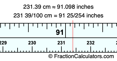 231.39 cm in inches