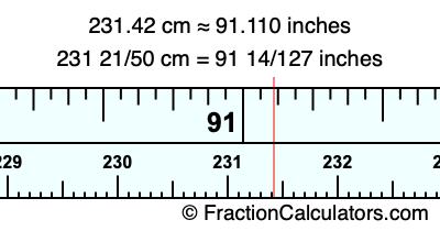 231.42 cm in inches