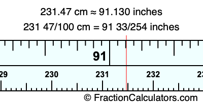 231.47 cm in inches