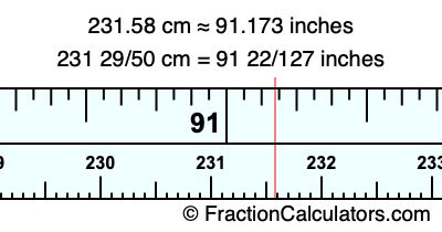 231.58 cm in inches