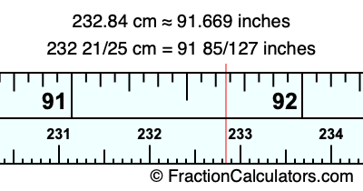 232.84 cm in inches