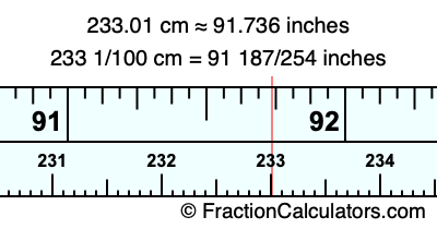 233.01 cm in inches