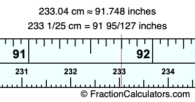 233.04 cm in inches