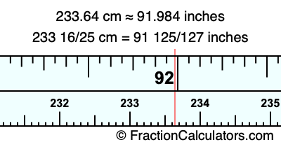 233.64 cm in inches