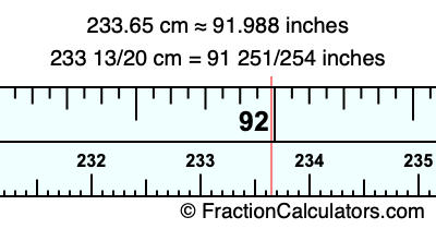 233.65 cm in inches