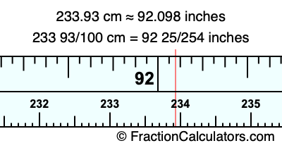 233.93 cm in inches