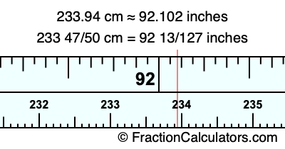233.94 cm in inches