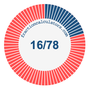 16/78 fraction on a pie chart
