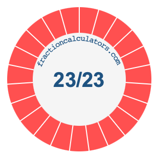 23/23 fraction on a pie chart