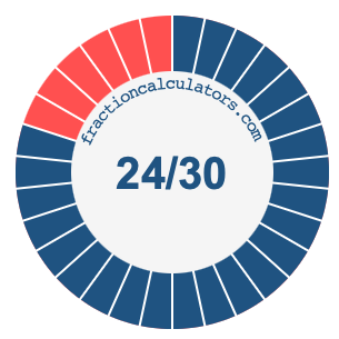 24/30 fraction on a pie chart