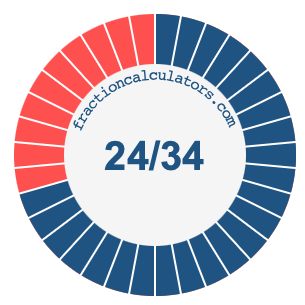 24/34 fraction on a pie chart