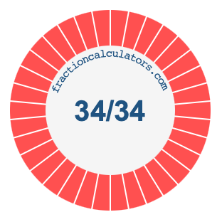 34/34 fraction on a pie chart