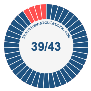 39/43 fraction on a pie chart