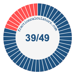 39/49 fraction on a pie chart