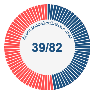 39/82 fraction on a pie chart