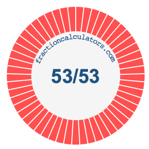 53/53 fraction on a pie chart
