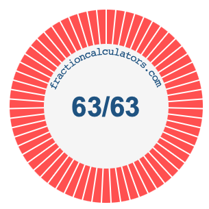 63/63 fraction on a pie chart