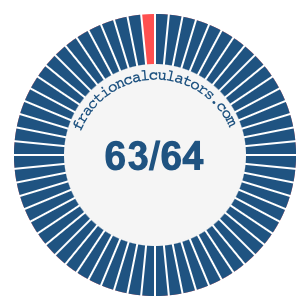 63/64 fraction on a pie chart