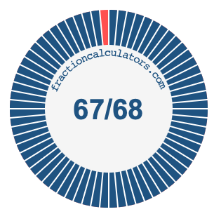 67/68 fraction on a pie chart