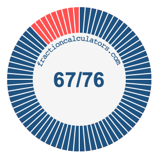 67/76 fraction on a pie chart