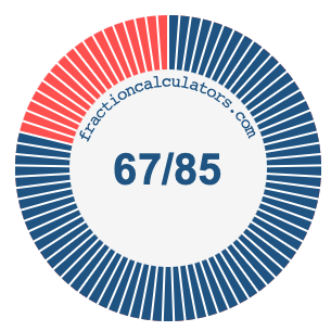 67/85 fraction on a pie chart