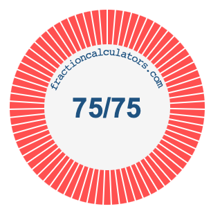75/75 fraction on a pie chart