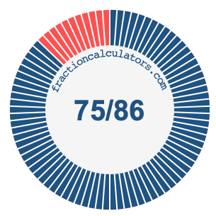 75/86 fraction on a pie chart