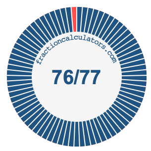 76/77 fraction on a pie chart