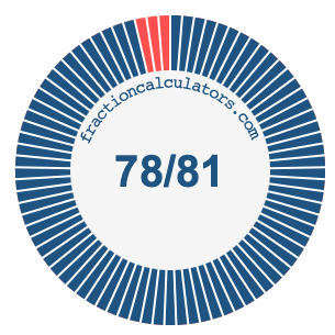 78/81 fraction on a pie chart