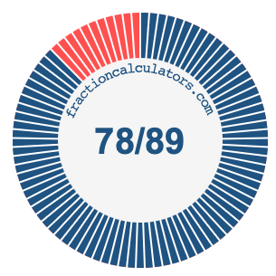 78/89 fraction on a pie chart
