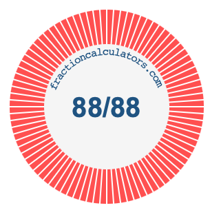 88/88 fraction on a pie chart