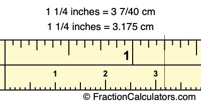 1 1/4 inches to cm
